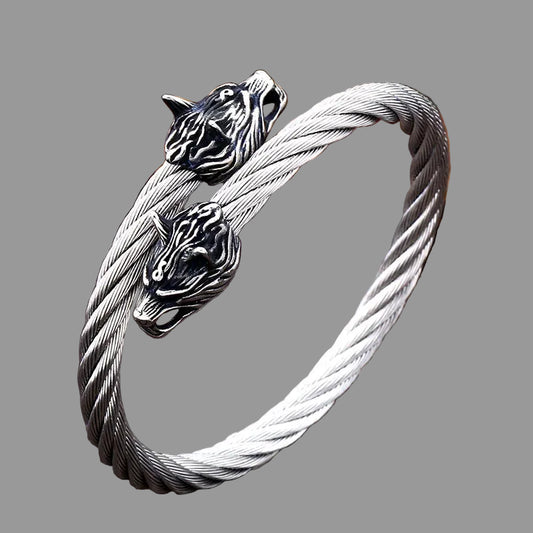 Viking Double Wolf Bracelet