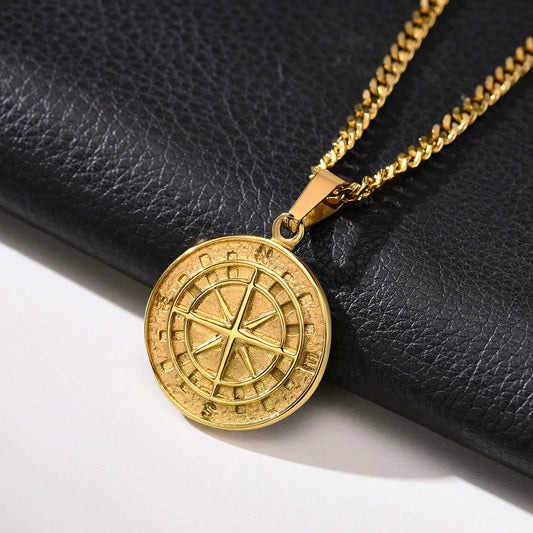 Viking Golden Compass Necklace
