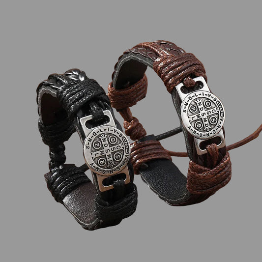 Sacred Cross Leather Bracelet