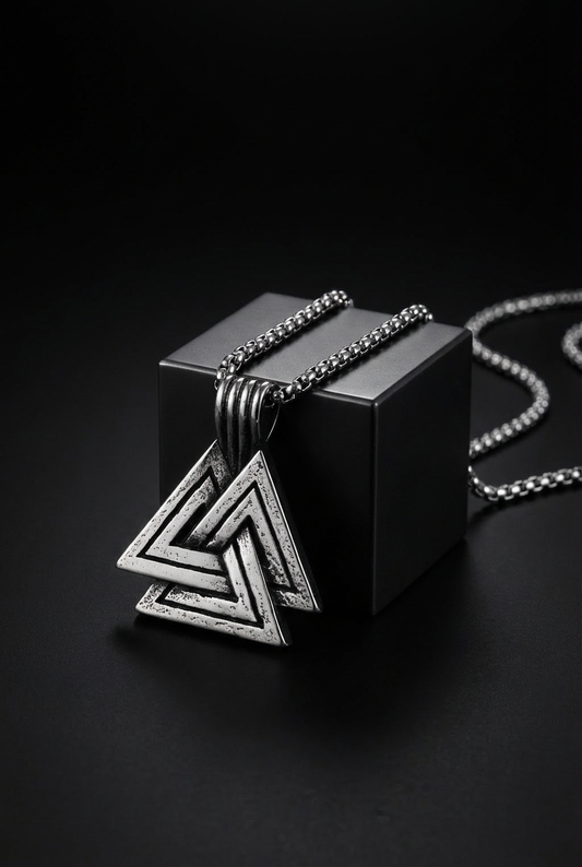 Life, Death and Fate - Stainless Steel Valknut Necklace