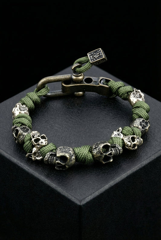 Warrior’s Remembrance – Para-Cord Hand-Woven Skull Bracelet