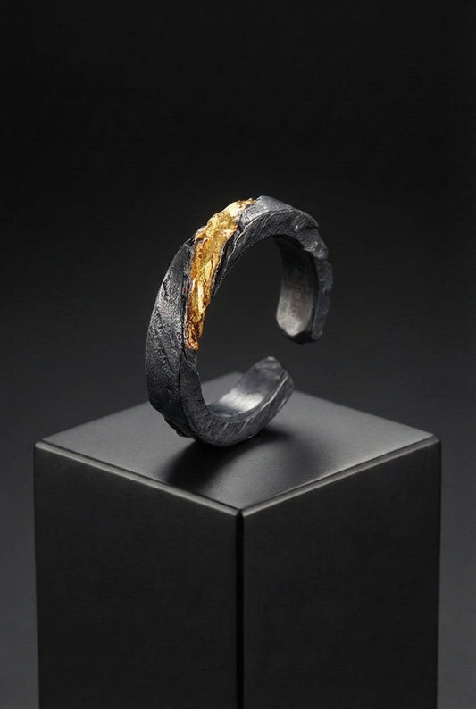Prophet's Band - Sterling Silver with Gold Inlay Viking Ring