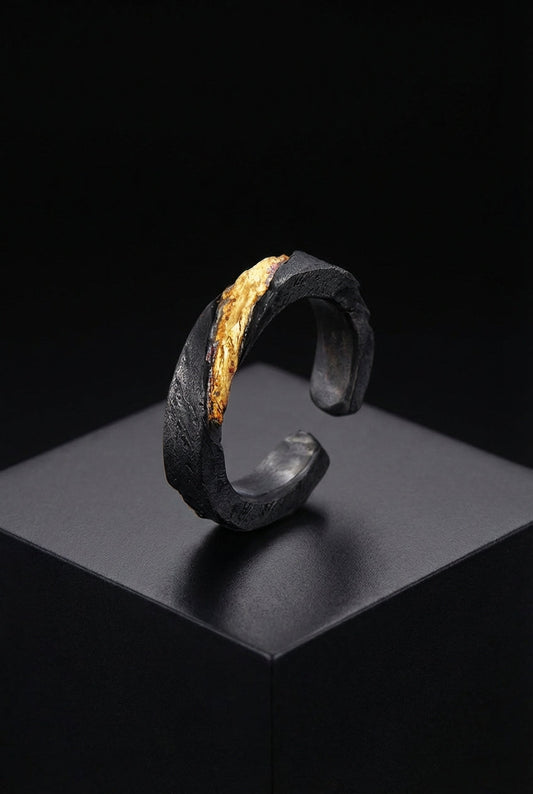 Prophet's Band - Sterling Silver with Gold Inlay Viking Ring