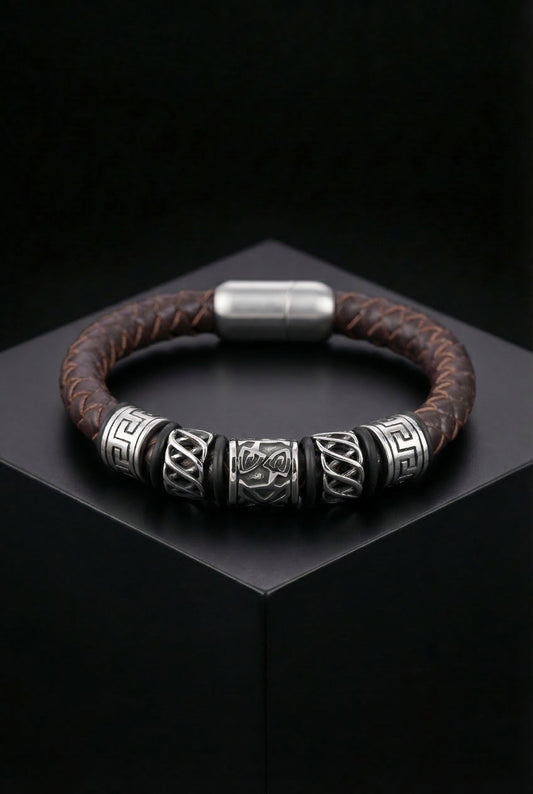 Bard's Bracelet - Leather Woven Magnetic Bracelet