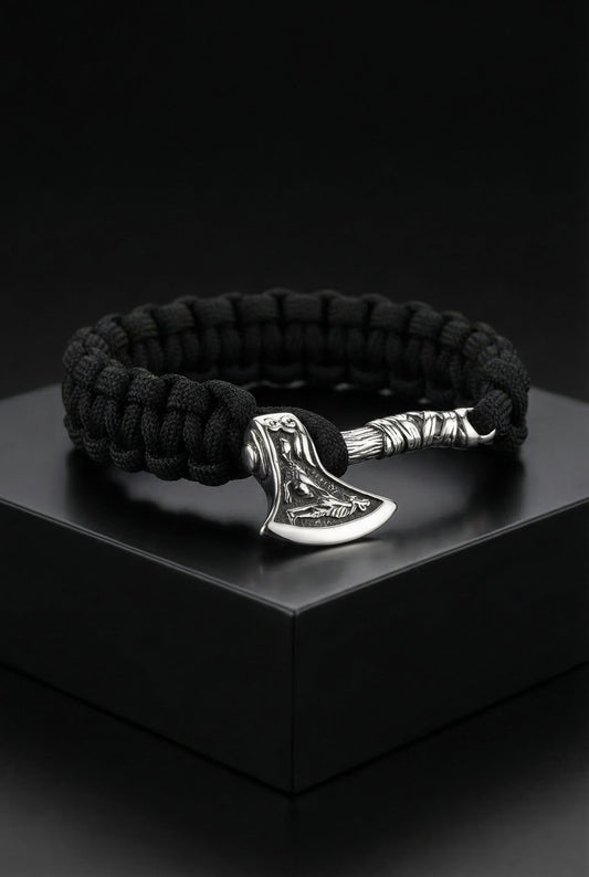 Jarnsaxa's Flesh Ripper - Stainless Steel Axe Paracord Bracelet