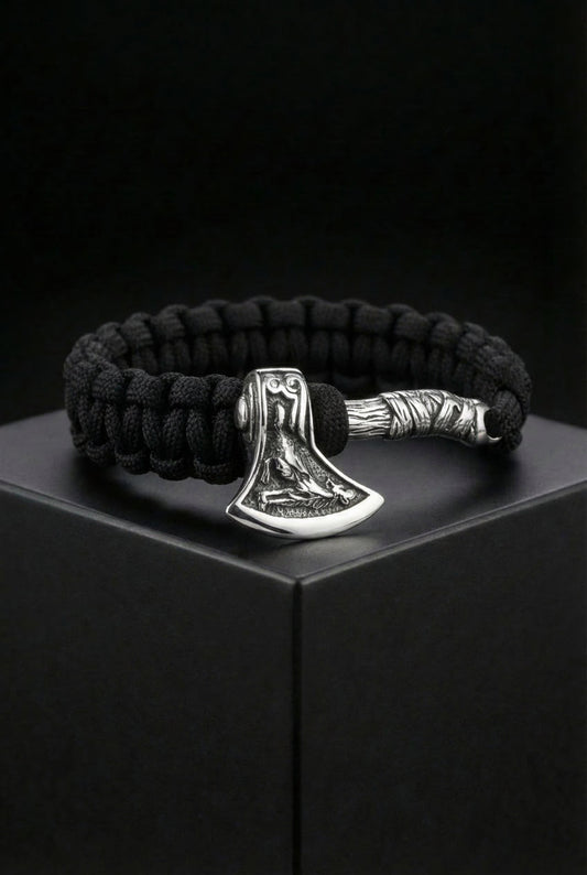 Jarnsaxa's Flesh Ripper - Stainless Steel Axe Paracord Bracelet