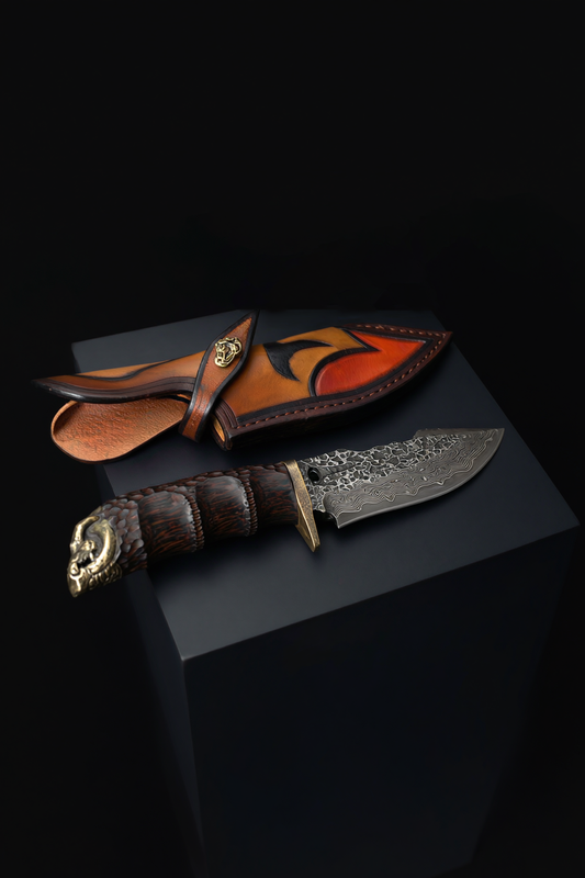 Freyr's Secondary - Damascus Steel Heat Treated Hunting Knife