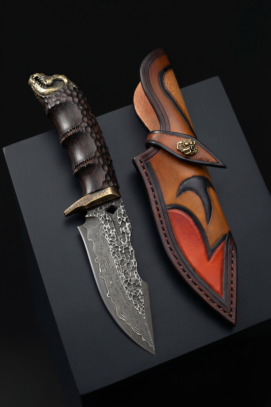 Freyr's Secondary - Damascus Steel Heat Treated Hunting Knife