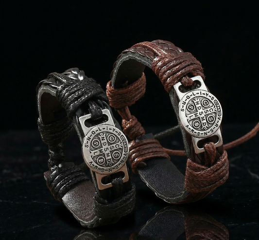 Sacred Cross Leather Bracelet