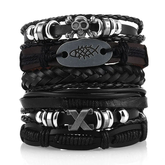 Viking Skull Leather Bracelet