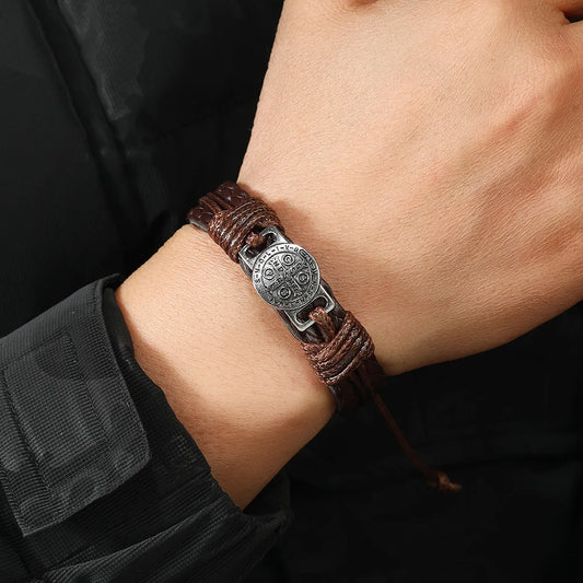 Sacred Cross Leather Bracelet