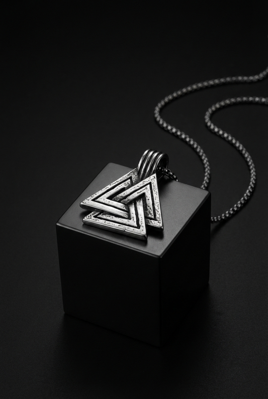 Life, Death and Fate -  Stainless Steel Valknut Necklace