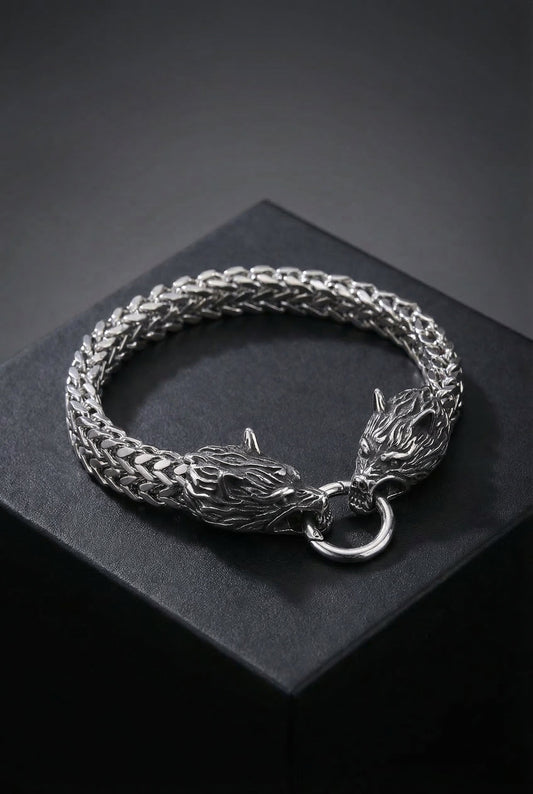 Fenrir's Bite - Stainless Steel Wolf Head Chain Pendant