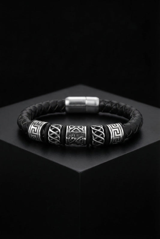 Bard's Bracelet - Leather Woven Magnetic Bracelet