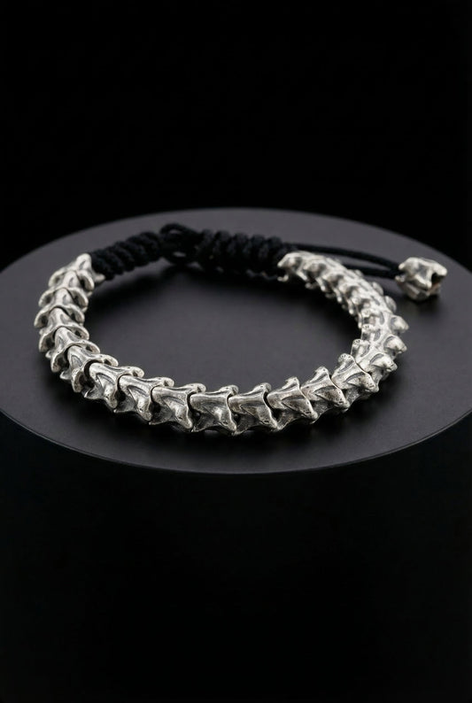 Spine Of The Beast - Sterling Silver Snake Bone Adjustable Bracelet