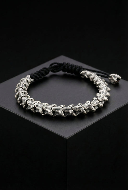Spine Of The Beast - Sterling Silver Snake Bone Adjustable Bracelet