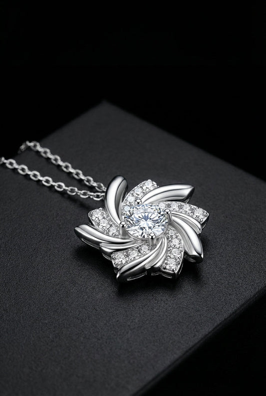 Whisper of the Wind - Moissanite S925 Sterling Silver Windmill Necklace