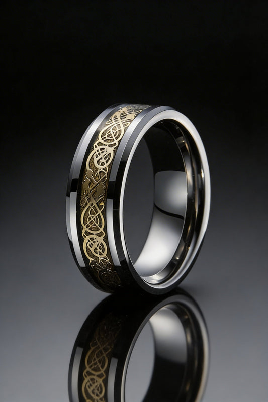 Dragon's Breath - Steel Viking Ring