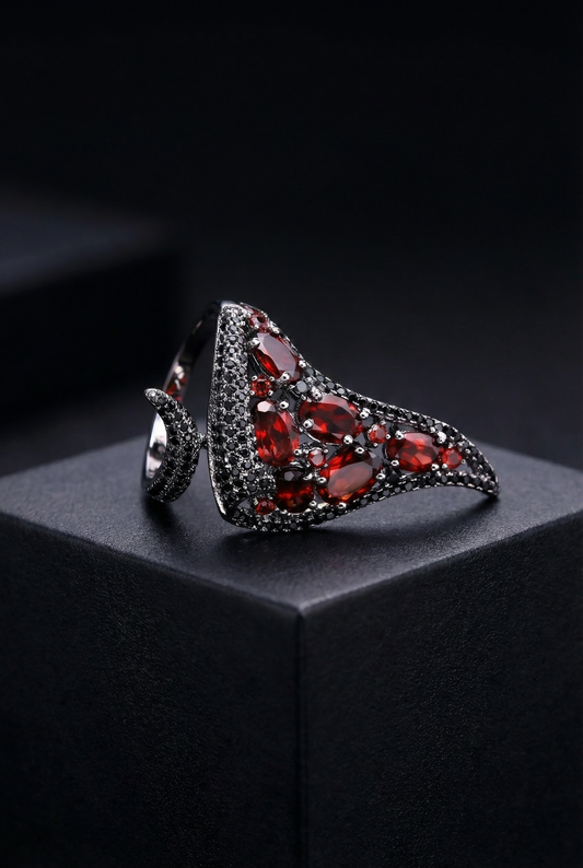 Beauty of Youth - Garnet Laid Ring and Earrings