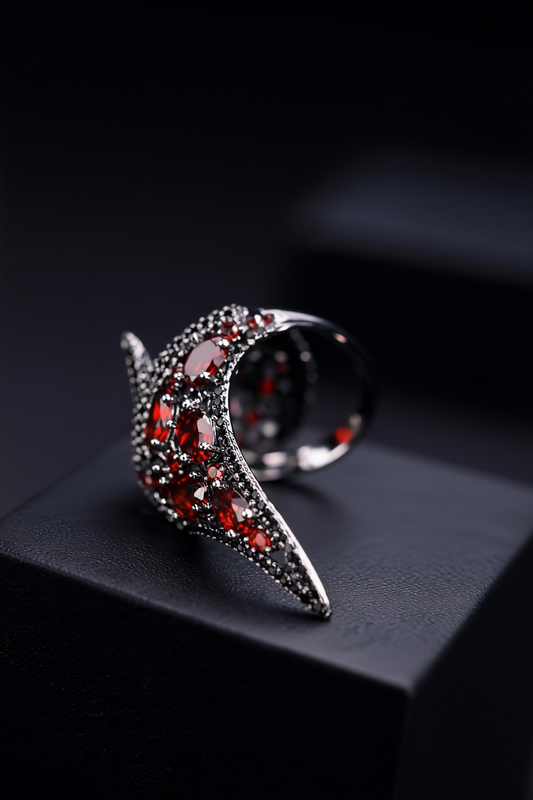 Beauty of Youth - Garnet Laid Ring and Earrings
