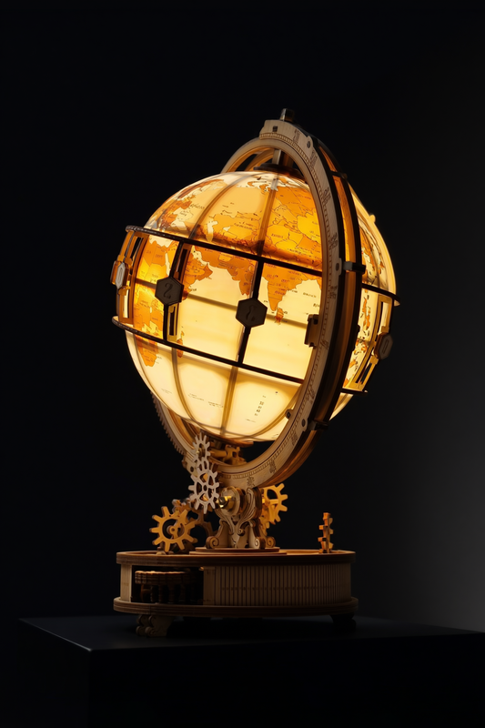 The Realm of Midgard - 3D Luminous 180 Piece Wooden Globe